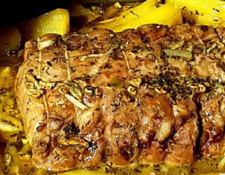 Rôti de porc basse température, ail et thym